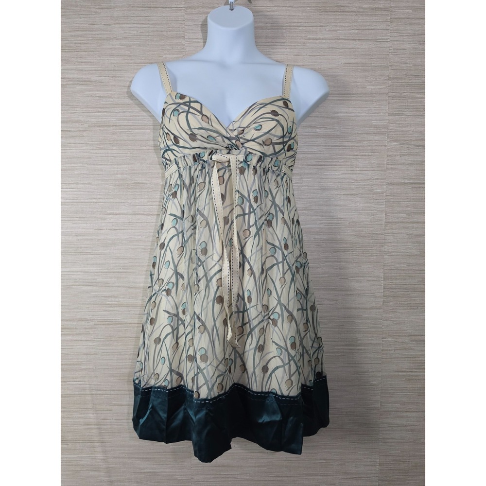 BCBGMAXAZRIA Mini Dress Womens 8 Multi Abstract Geometric Silk Empire Waist